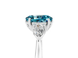White gold Three-Stone Oval Cut Blue Topaz Ring with Pear  Side Stones in Four-Prong Setting_53