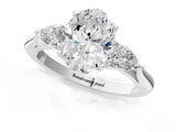 White gold Three-Stone Oval Cut Brilliant Diamond Solitaire Ring with Tapered Band and Four-Prong Setting_14
