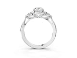 White gold Three-Stone Oval Cut Brilliant Diamond Solitaire Ring with Tapered Band and Four-Prong Setting_16