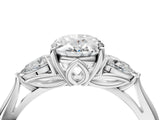 White gold Three-Stone Oval Cut Brilliant Diamond Solitaire Ring with Tapered Band and Four-Prong Setting_17