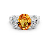 White gold Three-Stone Oval Cut Citrine Braided Band Ring with Four-Prong Setting_36