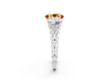 White gold Three-Stone Oval Cut Citrine Braided Band Ring with Four-Prong Setting_38