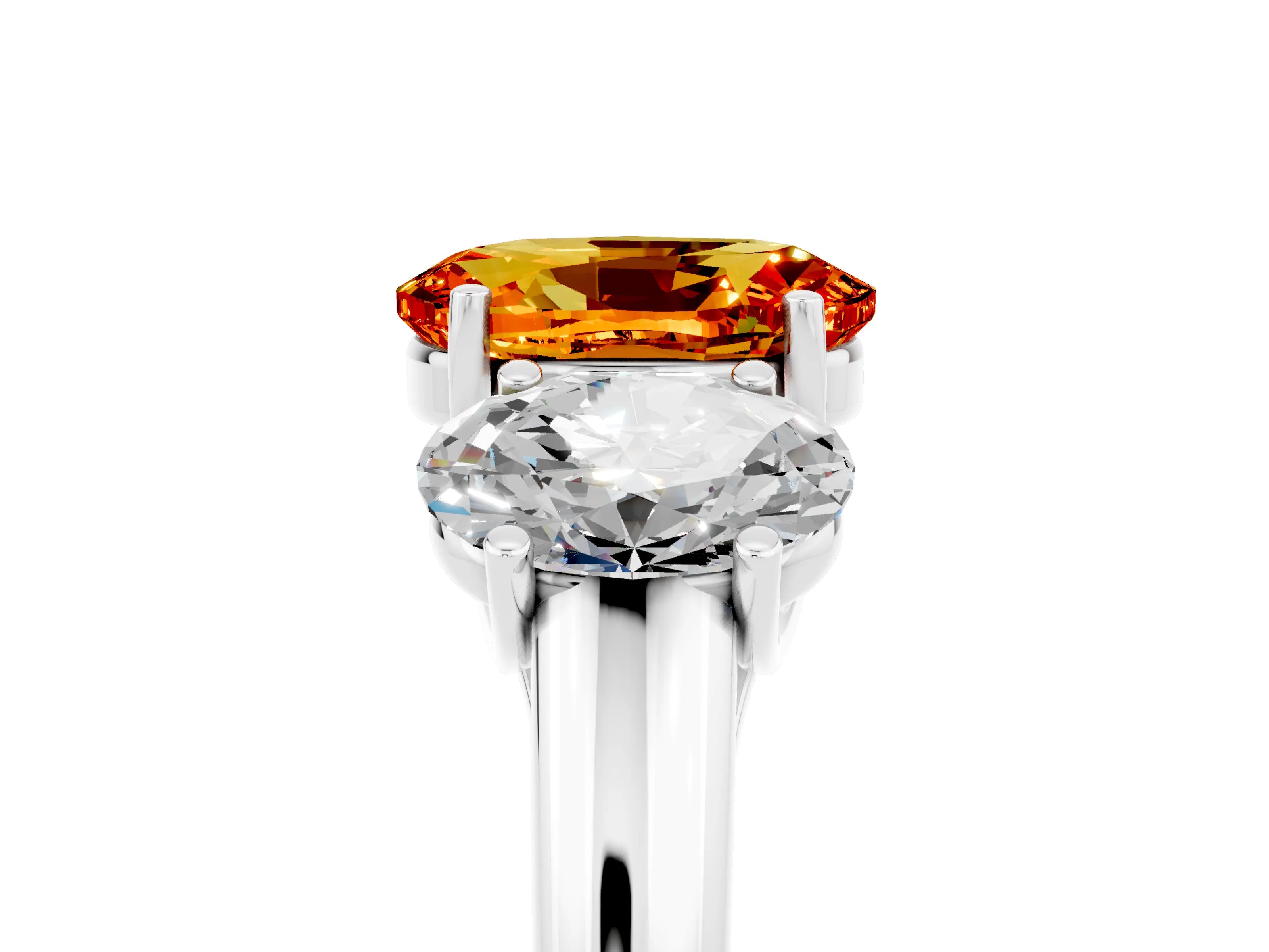 White gold Three-Stone Oval Cut Citrine Engagement Ring with Prong Setting_5