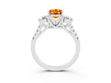 White gold Three-Stone Oval Cut Citrine Pavé Band with Four-Prong Setting_3