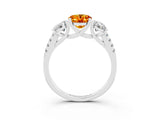 White gold Three-Stone Oval Cut Citrine Ring with Pavé Band and Prong Setting_15