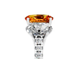 White gold Three-Stone Oval Cut Citrine Ring with Pavé Band and Prong Setting_17