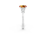 White gold Three-Stone Oval Cut Citrine Ring with Pear Side Stones and Four-Prong Setting_2