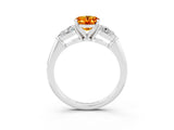 White gold Three-Stone Oval Cut Citrine Ring with Pear Side Stones and Four-Prong Setting_3
