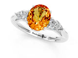 White gold Three-Stone Oval Cut Citrine Ring with Pear  Side Stones in Four-Prong Setting_13