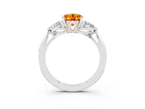 White gold Three-Stone Oval Cut Citrine Ring with Pear  Side Stones in Four-Prong Setting_15