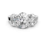 White gold Three-Stone Oval Cut Cut Diamond Engagement Ring with Flat Band and Four-Prong Setting_230
