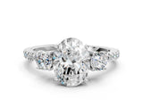 White gold Three-Stone Oval Cut Cut Diamond Pavé Band with Prong Setting_19