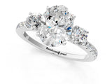 White gold Three-Stone Oval Cut Cut Diamond Pavé Band with Prong Setting_20