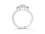 White gold Three-Stone Oval Cut Cut Diamond Pavé Band with Prong Setting_22