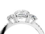 White gold Three-Stone Oval Cut Cut Diamond Pavé Band with Prong Setting_23