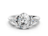 White gold Three-Stone Oval Cut Cut Diamond Ring with Trillion Side Stones and Four-Prong Setting_15