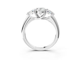 White gold Three-Stone Oval Cut Cut Diamond Ring with Trillion Side Stones and Four-Prong Setting_18