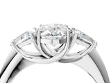 White gold Three-Stone Oval Cut Cut Diamond Ring with Trillion Side Stones and Four-Prong Setting_19