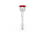 White gold Three-Stone Oval Cut Cut Diamond Ring with Trillion Side Stones and Four-Prong Setting_2