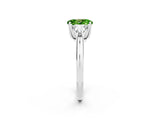 White gold Three-Stone Oval Cut Cut Diamond Ring with Trillion Side Stones and Four-Prong Setting_2