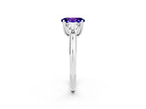 White gold Three-Stone Oval Cut Cut Diamond Ring with Trillion Side Stones and Four-Prong Setting_2