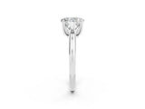 White gold Three-Stone Oval Cut Cut Diamond Ring with Trillion Side Stones and Four-Prong Setting_2
