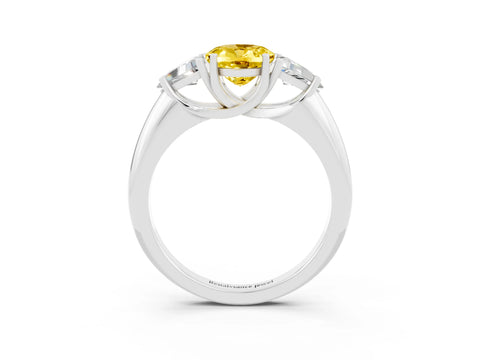 White gold Three-Stone Oval Cut Cut Diamond Ring with Trillion Side Stones and Four-Prong Setting_3