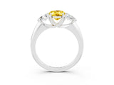 White gold Three-Stone Oval Cut Cut Diamond Ring with Trillion Side Stones and Four-Prong Setting_3