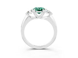 White gold Three-Stone Oval Cut Cut Diamond Ring with Trillion Side Stones and Four-Prong Setting_3