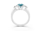 White gold Three-Stone Oval Cut Cut Diamond Ring with Trillion Side Stones and Four-Prong Setting_3
