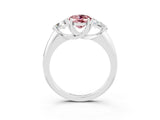 White gold Three-Stone Oval Cut Cut Diamond Ring with Trillion Side Stones and Four-Prong Setting_3