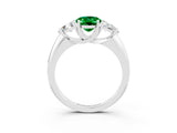 White gold Three-Stone Oval Cut Cut Diamond Ring with Trillion Side Stones and Four-Prong Setting_3