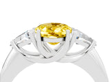 White gold Three-Stone Oval Cut Cut Diamond Ring with Trillion Side Stones and Four-Prong Setting_4