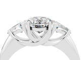 White gold Three-Stone Oval Cut Cut Diamond Ring with Trillion Side Stones and Four-Prong Setting_4