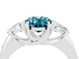 White gold Three-Stone Oval Cut Cut Diamond Ring with Trillion Side Stones and Four-Prong Setting_4