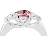 White gold Three-Stone Oval Cut Cut Diamond Ring with Trillion Side Stones and Four-Prong Setting_4