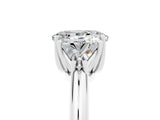 White gold Three-Stone Oval Cut Cut Diamond Ring with Trillion Side Stones and Four-Prong Setting_5