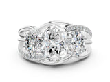 White gold Three-Stone Oval Cut Cut Diamond Split Shank Prong Set Ring_7