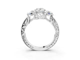 White gold Three-Stone Oval Cut Cut Milgrain Pavé Engagement Ring_50