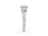 White gold Three-Stone Oval Cut Diamond Braided Band Ring with Four-Prong Setting_53