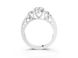 White gold Three-Stone Oval Cut Diamond Cathedral Engagement Ring with Prong Setting_17