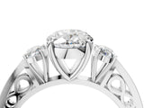 White gold Three-Stone Oval Cut Diamond Cathedral Engagement Ring with Prong Setting_18