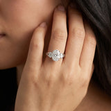 White gold Three-Stone Oval Cut Diamond Cathedral Engagement Ring with Prong Setting_8