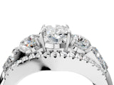 White gold Three-Stone Oval Cut Diamond Engagement Ring with Pave Band and Prong Setting_10