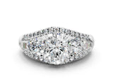 White gold Three-Stone Oval Cut Diamond Engagement Ring with Pave Band and Prong Setting_6