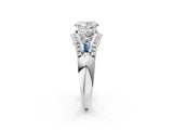 White gold Three-Stone Oval Cut Diamond Engagement Ring with Pave Band and Prong Setting_8