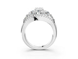 White gold Three-Stone Oval Cut Diamond Engagement Ring with Pave Band and Prong Setting_9