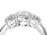 White gold Three-Stone Oval Cut Diamond Engagement Ring with Prong Setting on a White Gold Band_10