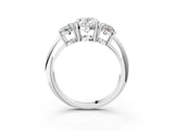 White gold Three-Stone Oval Cut Diamond Engagement Ring with Prong Setting on a White Gold Band_45