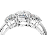 White gold Three-Stone Oval Cut Diamond Engagement Ring with Prong Setting on a White Gold Band_46